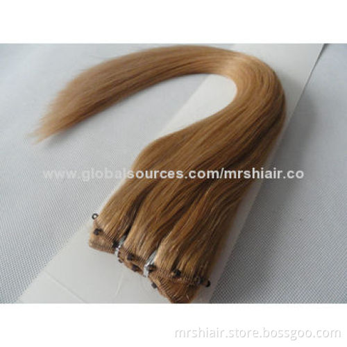 20-inch Light Brown Straight Weighs 100g Indian Micro Ez Weft Hair